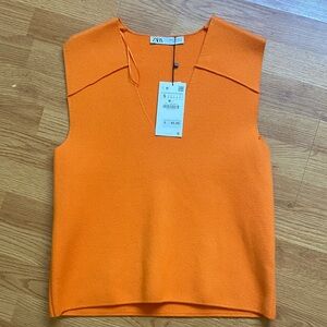 Zara Women's Vibrant Orange Tank Top